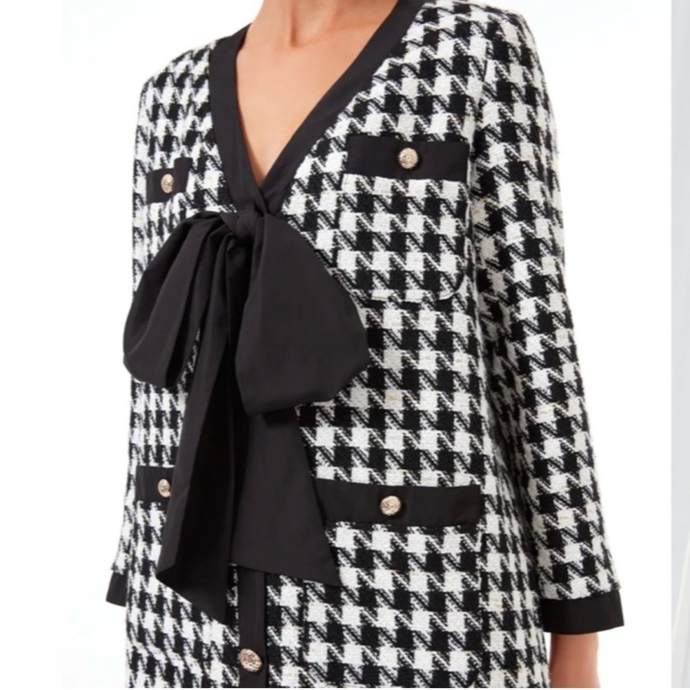 Pomander Place Black White Tweed Bow Mini Dress 2X NWT - Picture 13 of 15